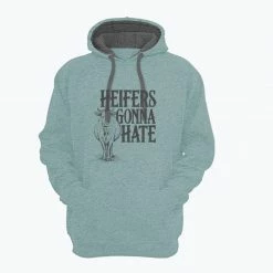 Lincoln Outfitters Heifers Gonna Hate Ladie's Long Sleeve Hoodie, Aquifer Light Heather - LO-LH30 - Hooded Sweatshirts Women's