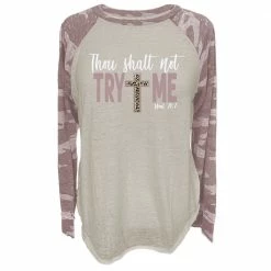 Lincoln Outfitters Ladies Long Sleeve Thou Shalt Not Try Me Zephyr Camo T-Shirt - LO-LFR-09 - Long Sleeve Shirts Women's