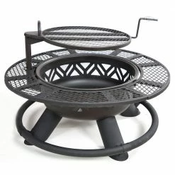Lincoln Outfitters Steel Fire Pit with BBQ Grate - 90-165-0204 - Fire Pits & Heaters
