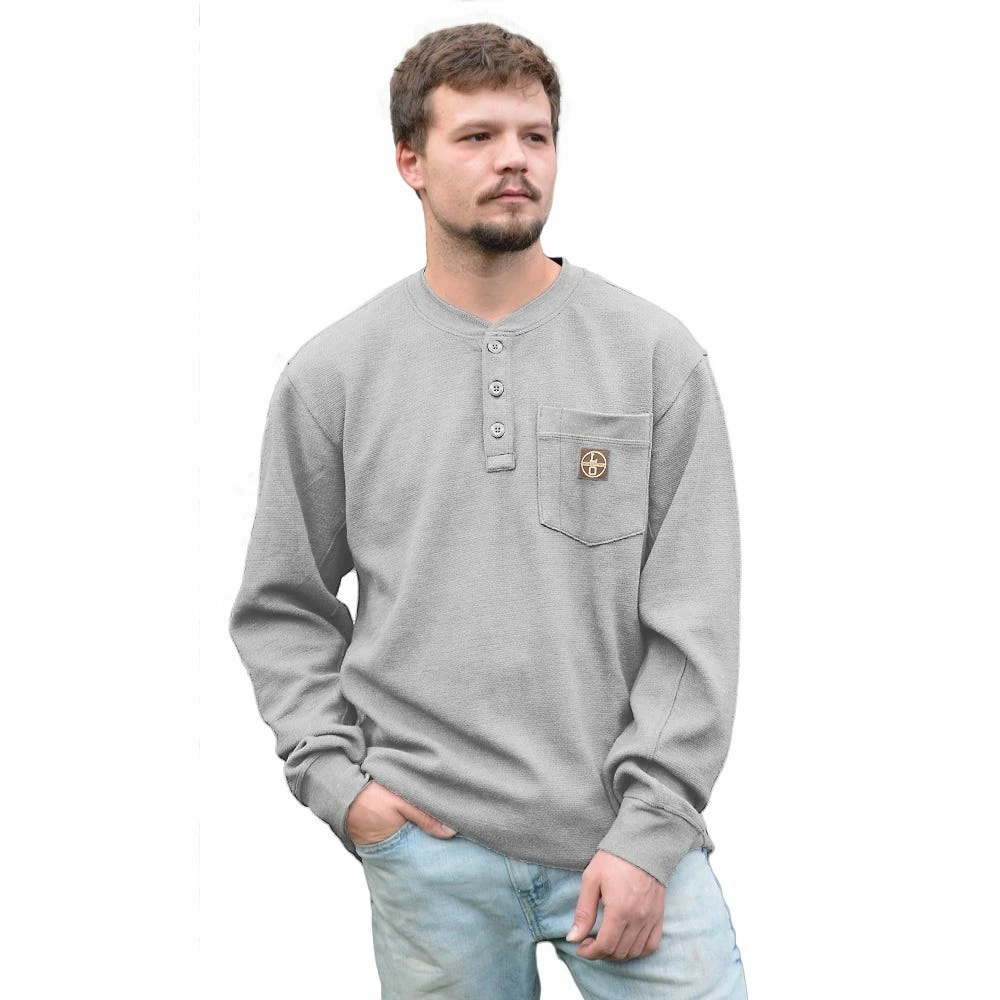 Lincoln Outfitters Men's Bedford Henley Long Sleeve Shirt Grey Heather - GRYHTR-E0379 - Long Sleeve Shirts 3 Lincoln Outfitters Men's Bedford Henley Long Sleeve Shirt Grey Heather - GRYHTR-E0379 - Long Sleeve Shirts
