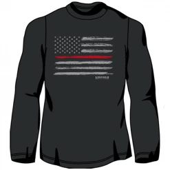 LO Youth Boy's Red Stripe Flag Long Sleeve T-Shirt Black - LOYMM-08 - T-Shirts